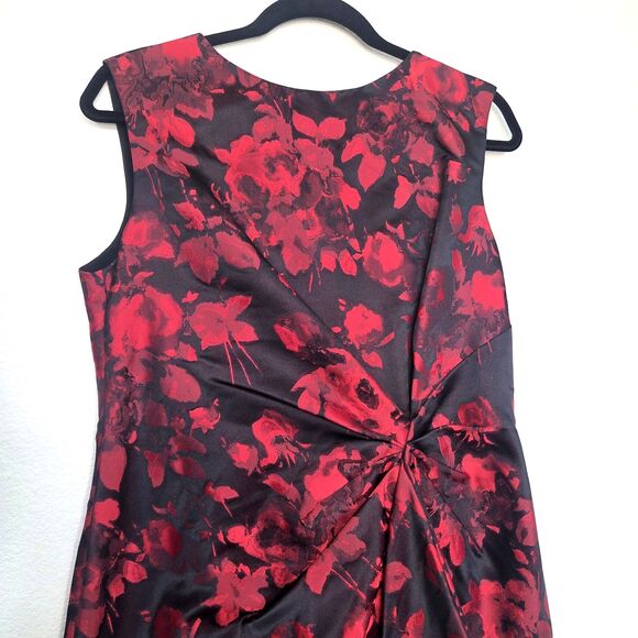 JASON WU Wonka Print Red Black Floral Jacquard Silk Lined Sheath Dress Size 12 - Picture 4 of 16